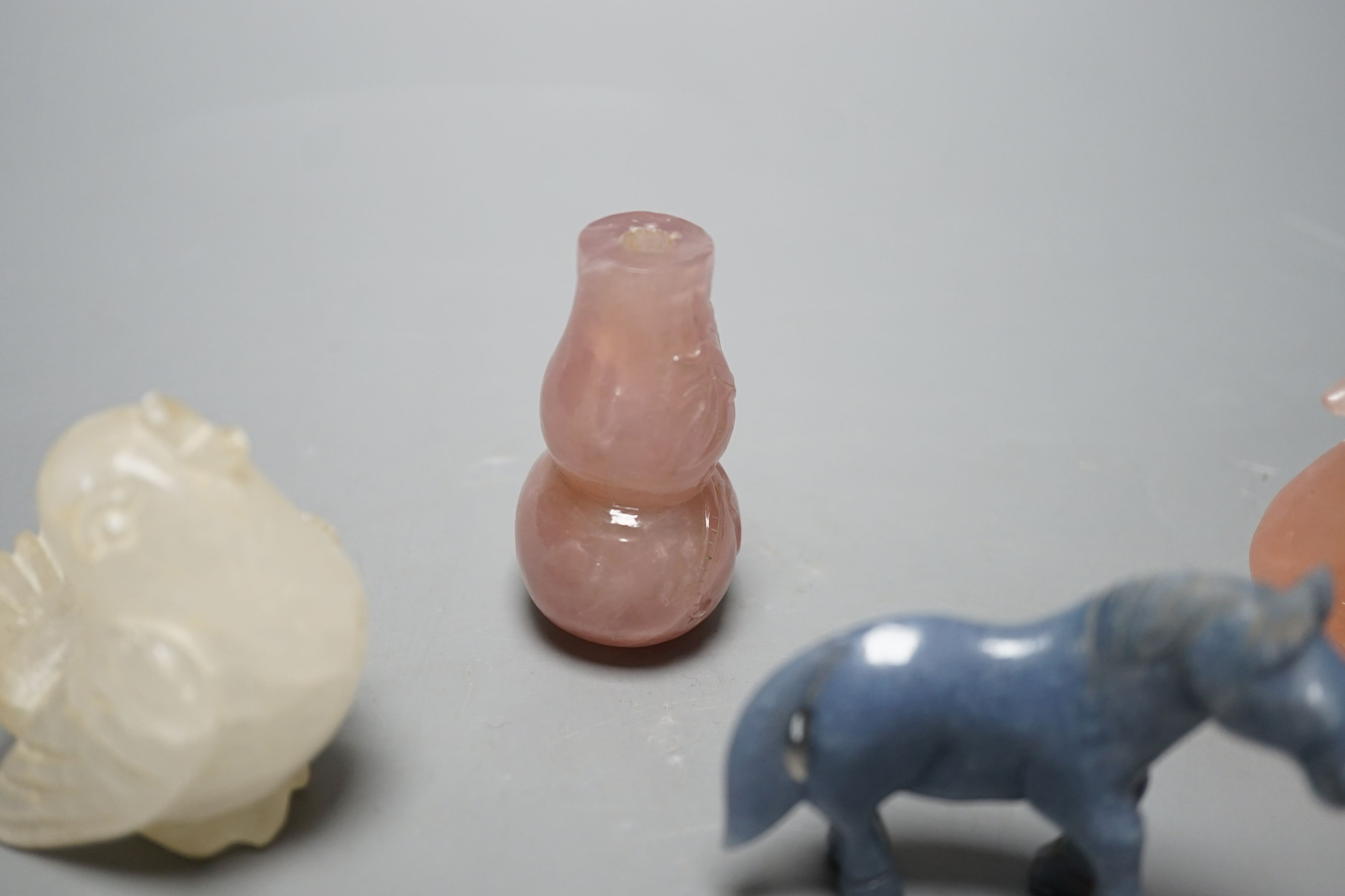 Six Chinese hardstone carvings, tallest 6cm